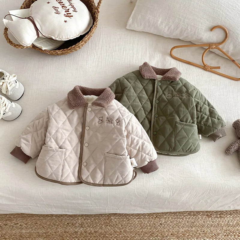 

Boys' Fur Collar Cotton Jacket 2025 New Winter Korean Version Quilted Thread Fashion Jacket Trend
