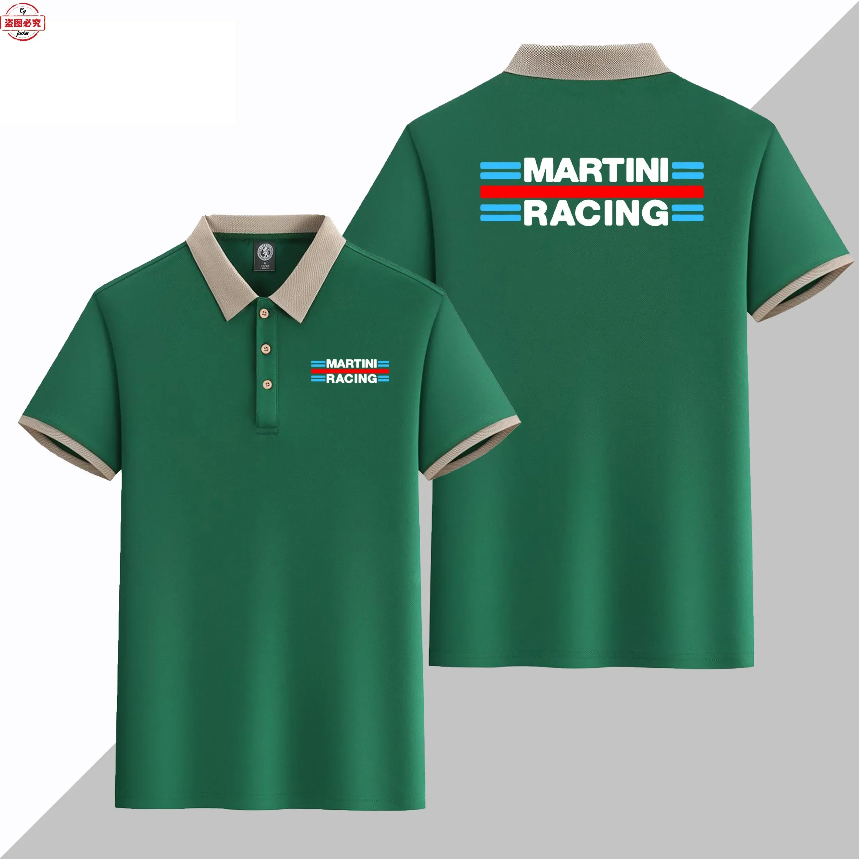 Martini Racing Logo Printed Racing Suit Men's Short Sleeved Sports T-shirt, Polo Shirt, Business Workwear in European Sizes