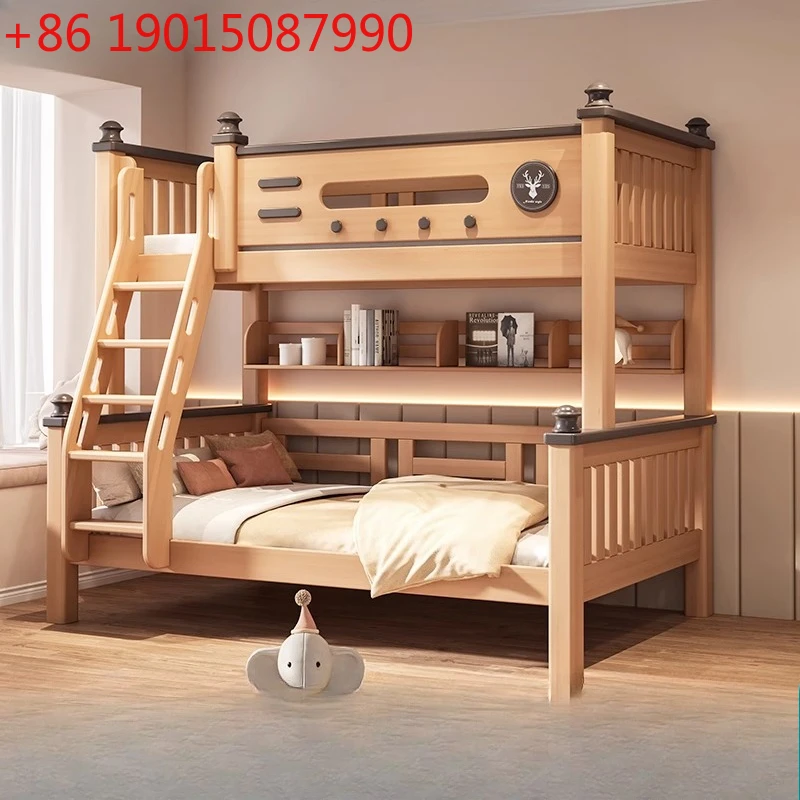 

Детская кровать из цельного дерева, двухъярусная деревянная кровать, двухслойная