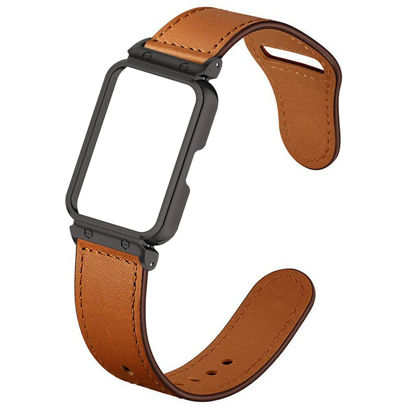 حزام جلد وحامي علبة معدنية ، سوار ساعة لسامسونج غالاكسي فيت 3 ، حزام أساور ، إطارات واقية