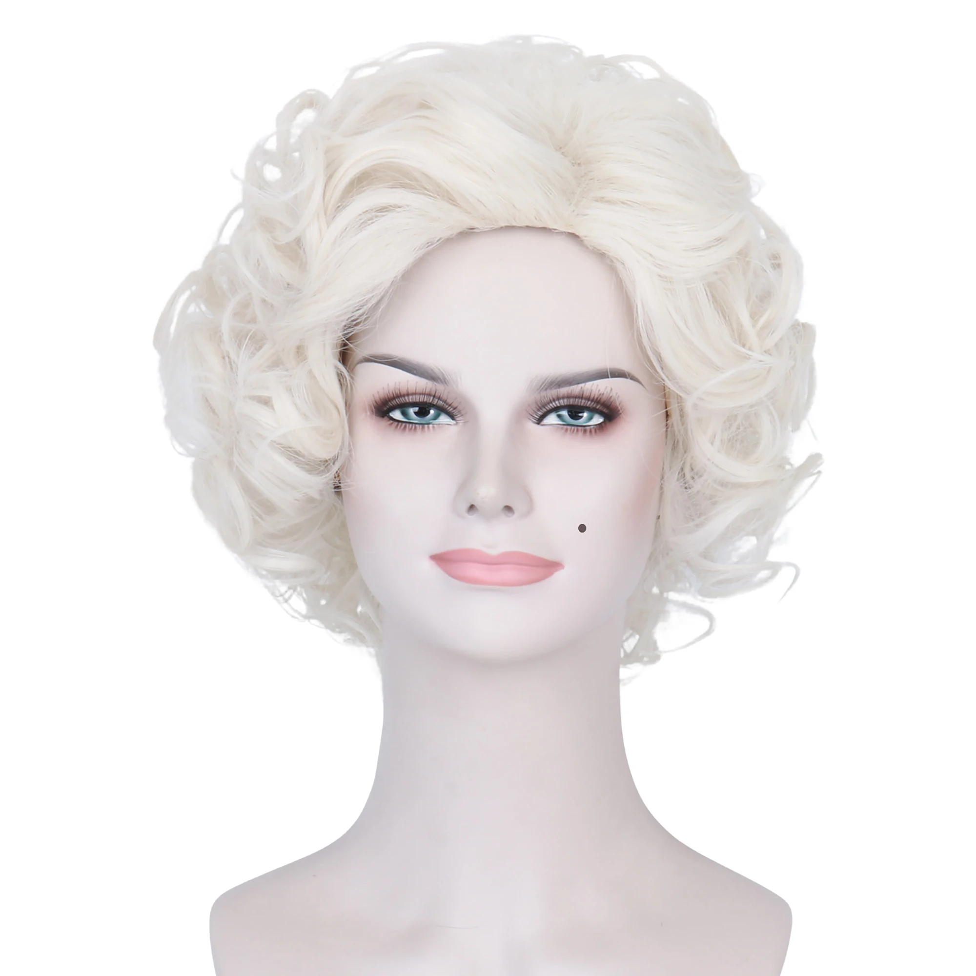 

Женский короткий вьющийся Платиновый женский парик Missuhair, искусственный женский парик на каждый день, выглядит в 70-х