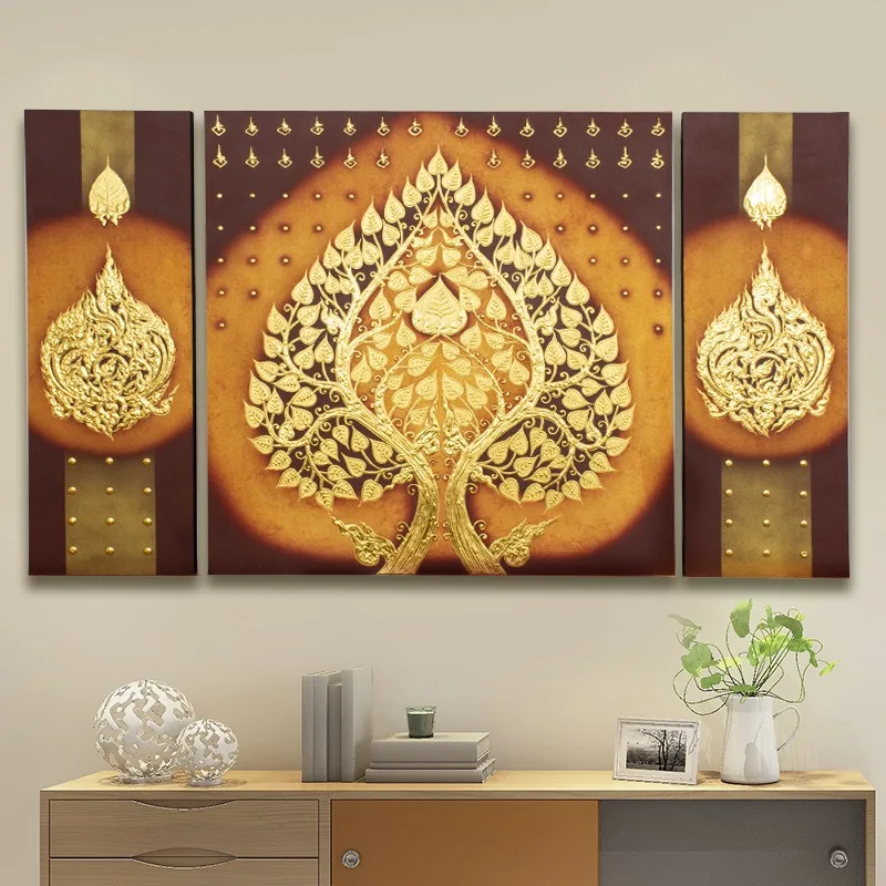 South East Asia style mural Bodhi tree decorative painting restaurant hanging painting wall painting