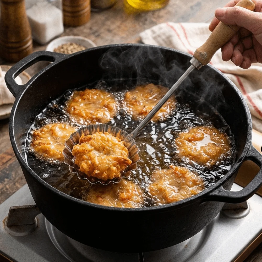 Non-Stick Fried Food Mold Stainless Steel Heat Resistant Shredded Radish Fritters Mold Wooden Handle Shrimp Cakes Mold