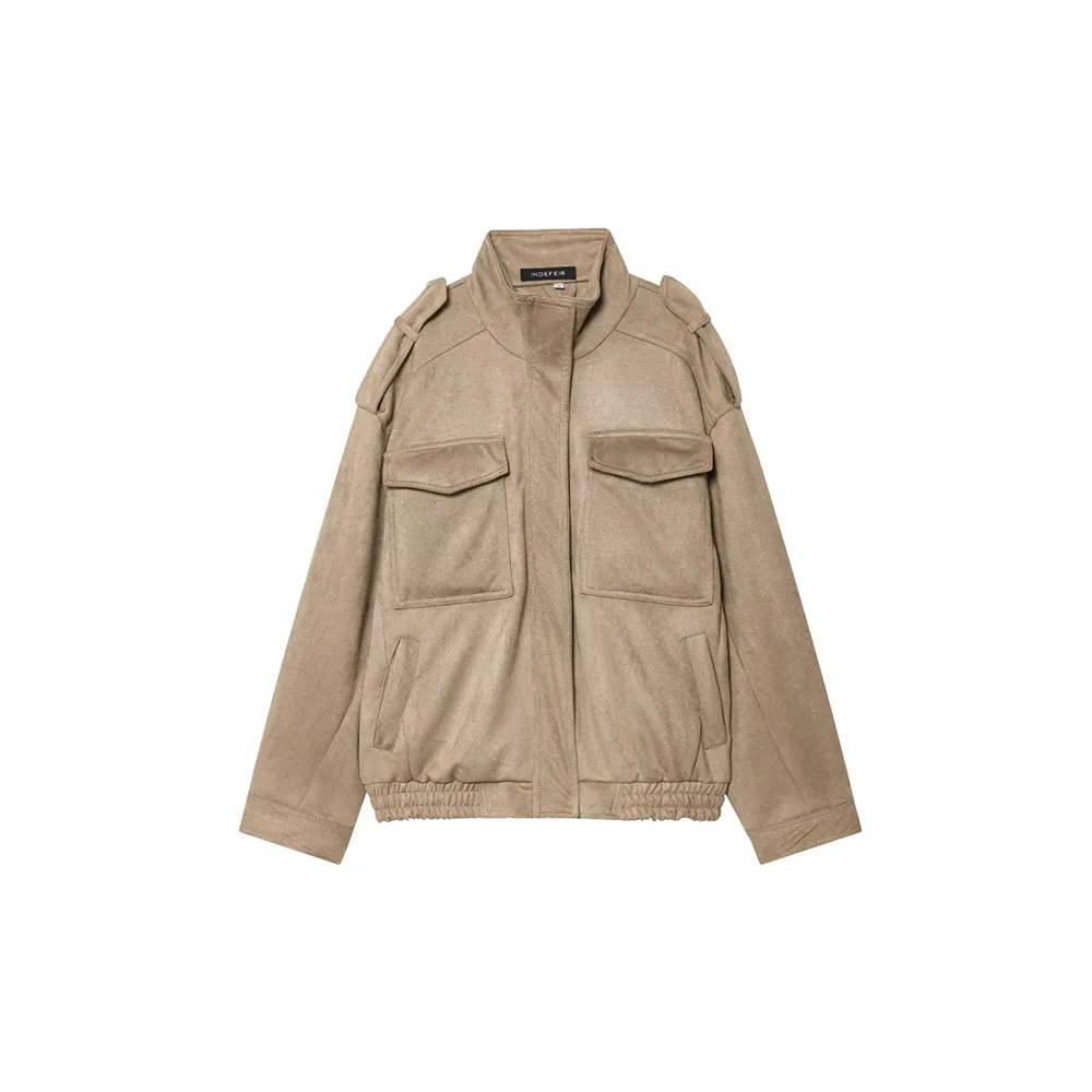 

Autumn and Winter New Women's Fashion Versatile Suede Texture Leather Jacket