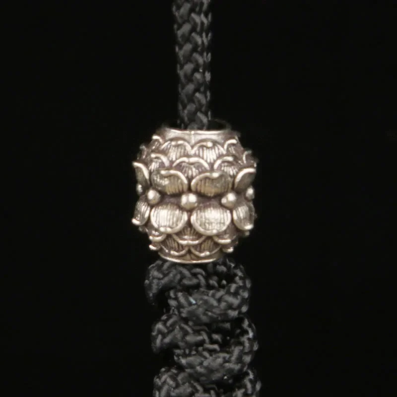 Brass Lotus Barrel Bead Outdoor Knife Pendant EDC Paracord Charm National Trend Handmade Keychain Spacer Bead DIY Jewelry Access