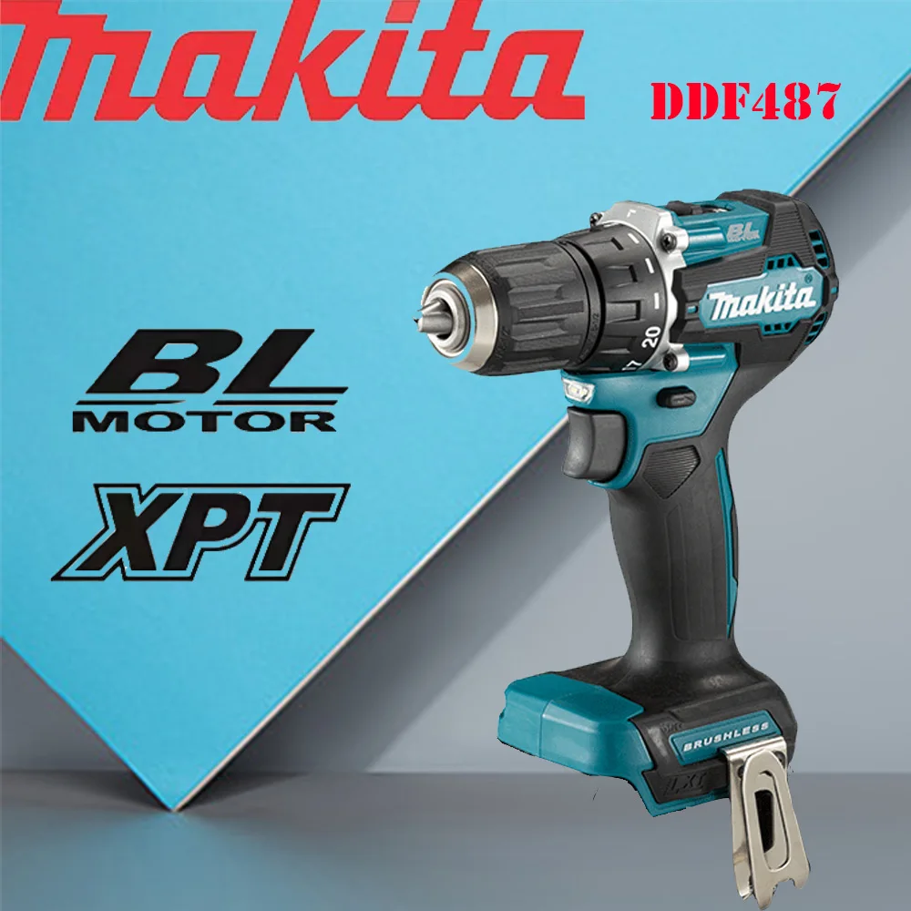 Makita DDF487 18V Cordless Driver Drill LXT Brushless Motor Compact Big Torque Lithium Battery Electric Screwdriver Power Tool