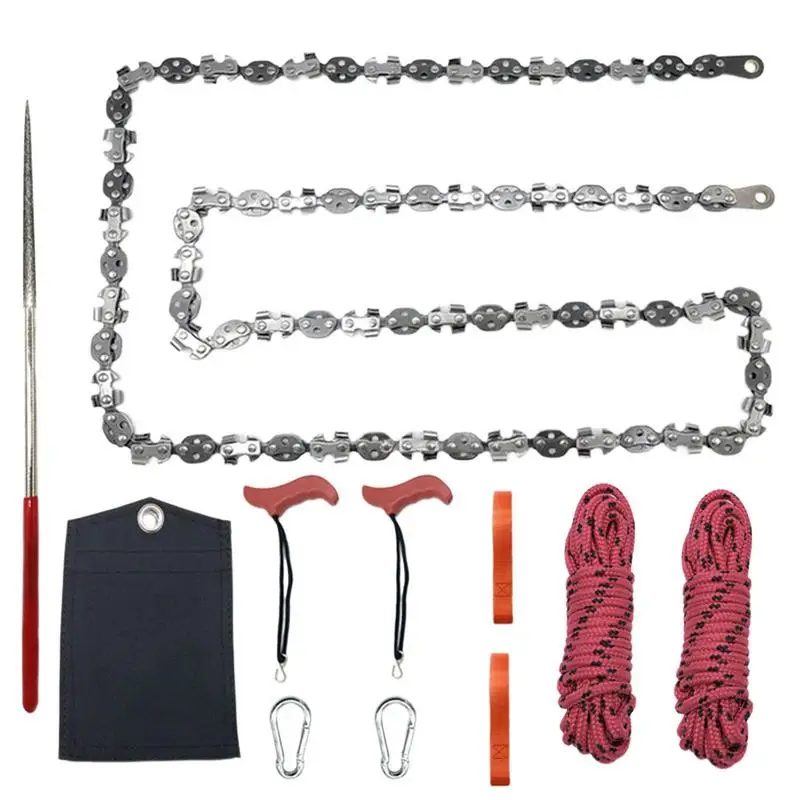 Rope Chain Saw Folding Hand Rope Chainsaw Manganese Steel Cutting Tool For Backpacking Backcountry Survival Gardening Camping