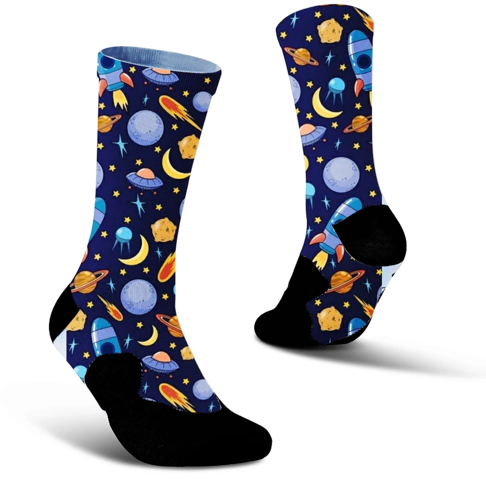 Space cartoon socks slip silicone cycling socks bicycle socks compressed bicycle outdoor running socks