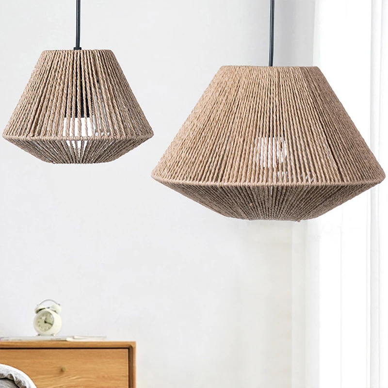 Boho intrecciato a mano in Rattan paralume lampadario copertura della luce paralume per ristorante lampade a sospensione paralumi accessori per