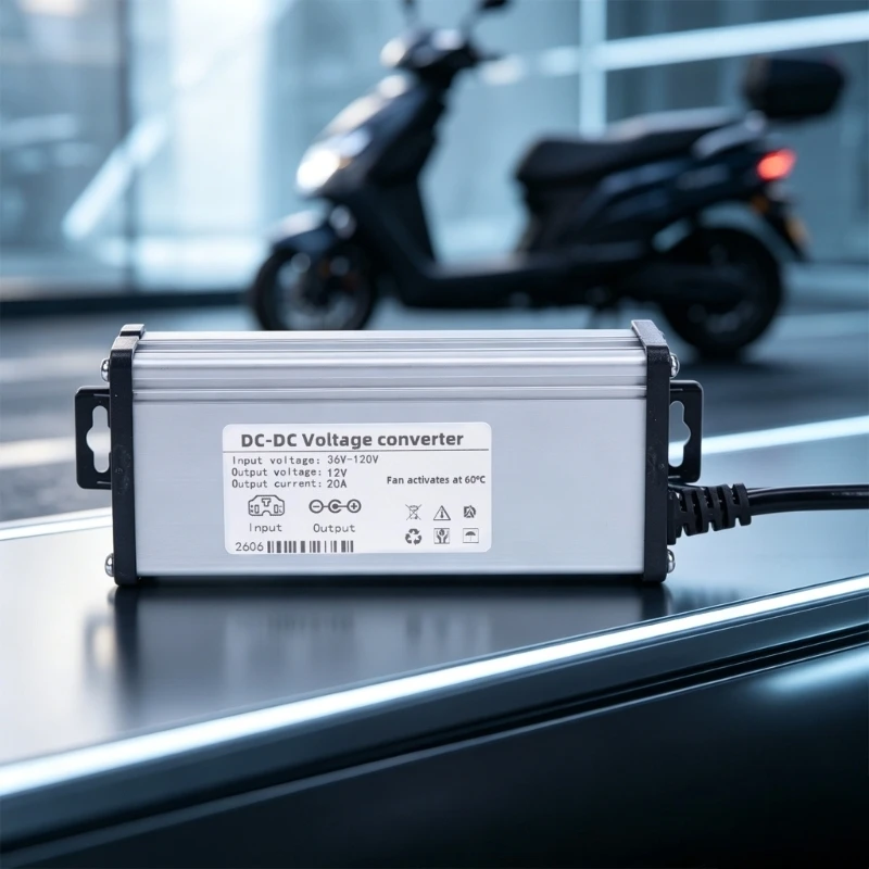 M76E Electric Bike 12V Power Converters with Car Socket, DC36V-120V Reducers for Scooter Motorcycle Wiring