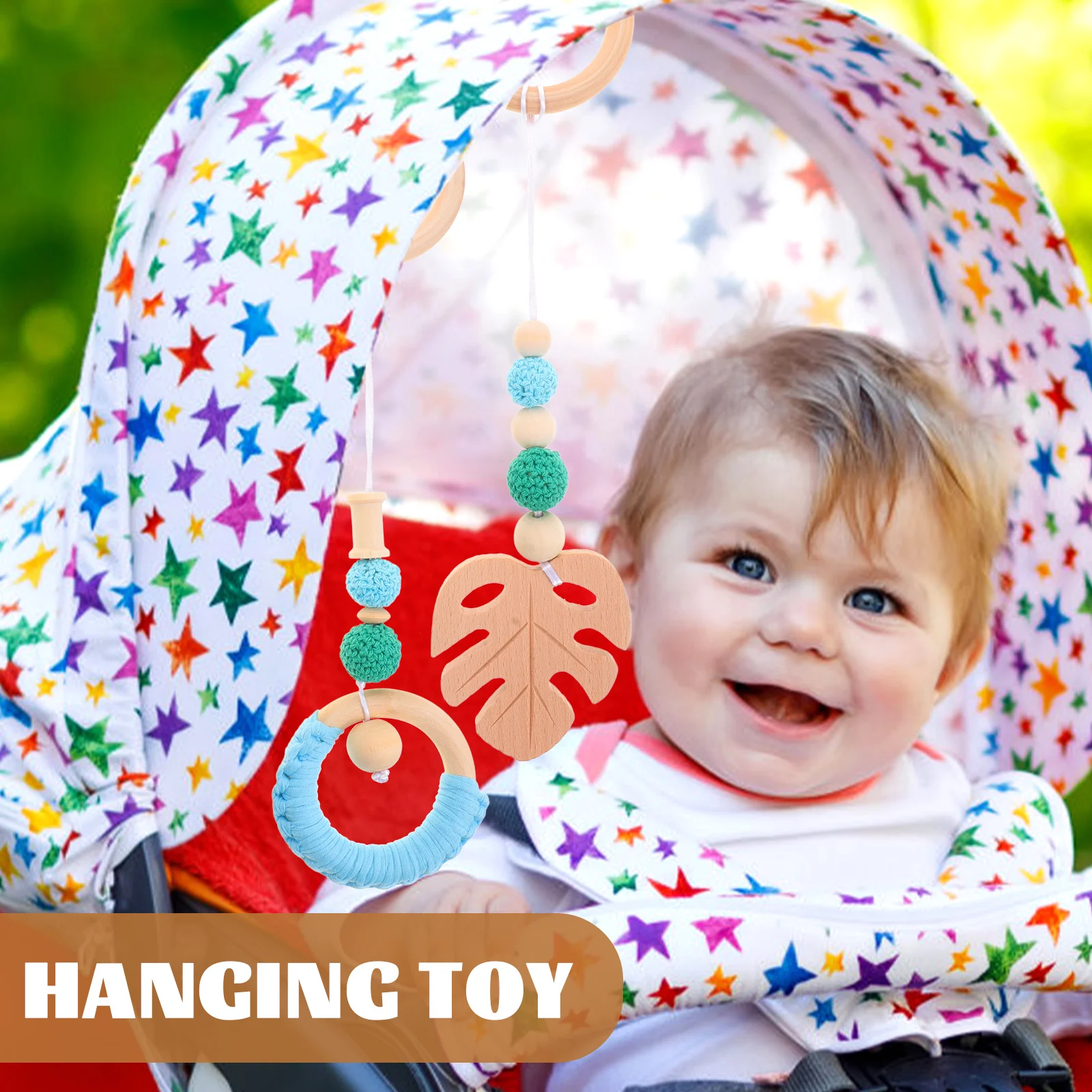 

4Pcs Exquisite Wooden Baby Room Decoration Hanging Rattle Crib Pendant Toy For Infant Bed Decor