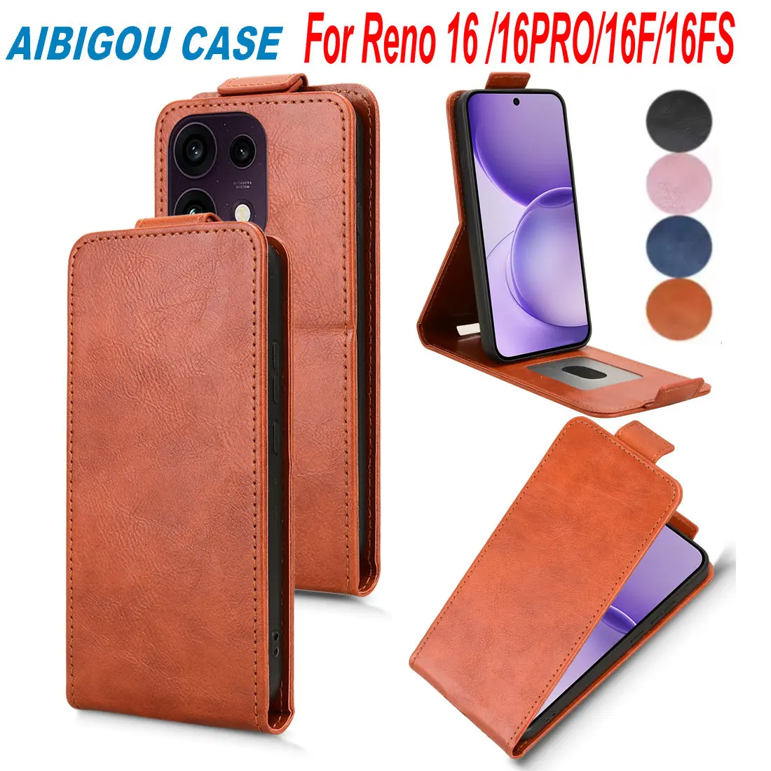 Für Oppo Reno 16 /RENO16 F FS 16F Flip Vertikale Hülle Luxuriöses Retro-Leder-Buchetui mit Kartenhalter und 360°-Ständer Reno16 Pro Handytaschen