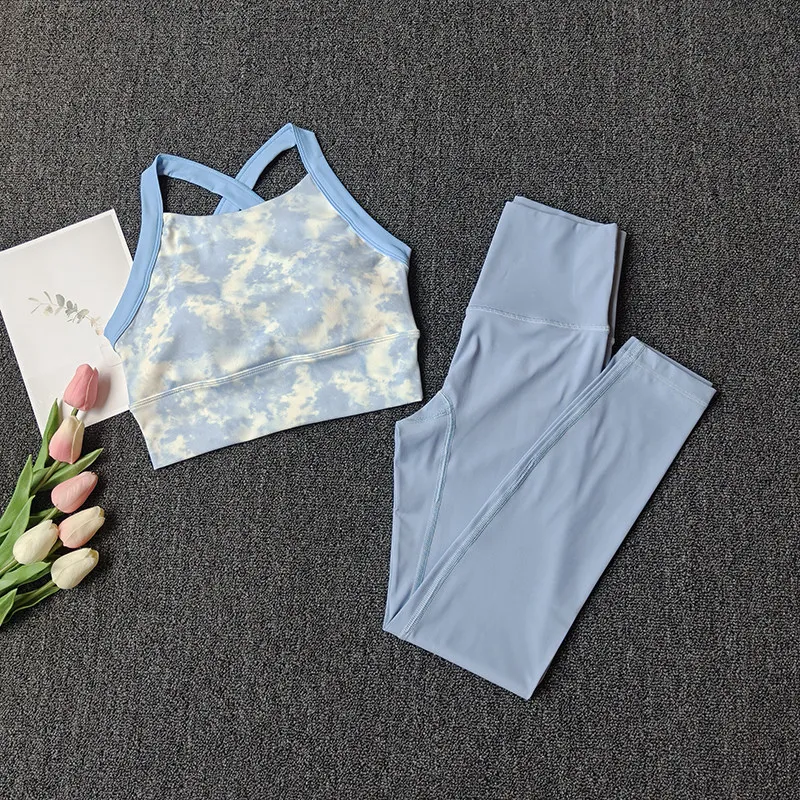 

Women's Printed Yoga Set 2 Piece, Naked Feel High Waist Leggings & Sports Bra, Fashion Pilates Workout Outfit