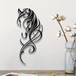 One Piece Abstract Horse Pattern Wall Art - Metal Sign, Vintage Aesthetic Wall Decoration, Hanging Ornament for Stylish Décor