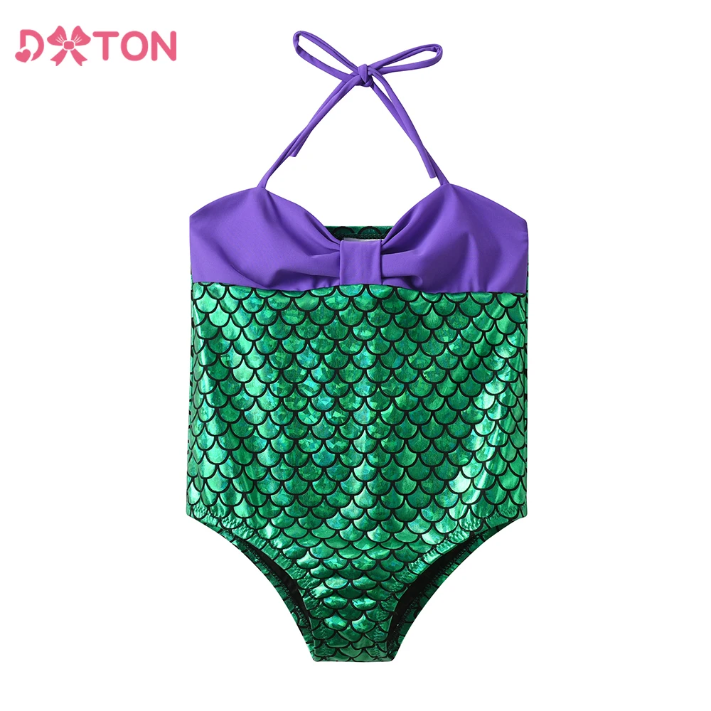 

DXTON Toddler Girls Swimwear One Piece Children Holiday Beachwear Kids Summer Sunbeach Mermaid Girls Swimsuit Clothes Set 3-10Y