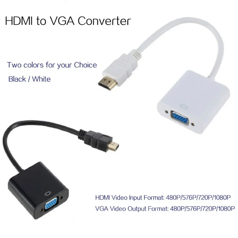 HDMI-kompatybilny z kabel adaptera VGA konwerterem męskim na Famale 1080P VGA Jack 3.5 przewód AUX zasilania USB do komputera projektor do laptopa