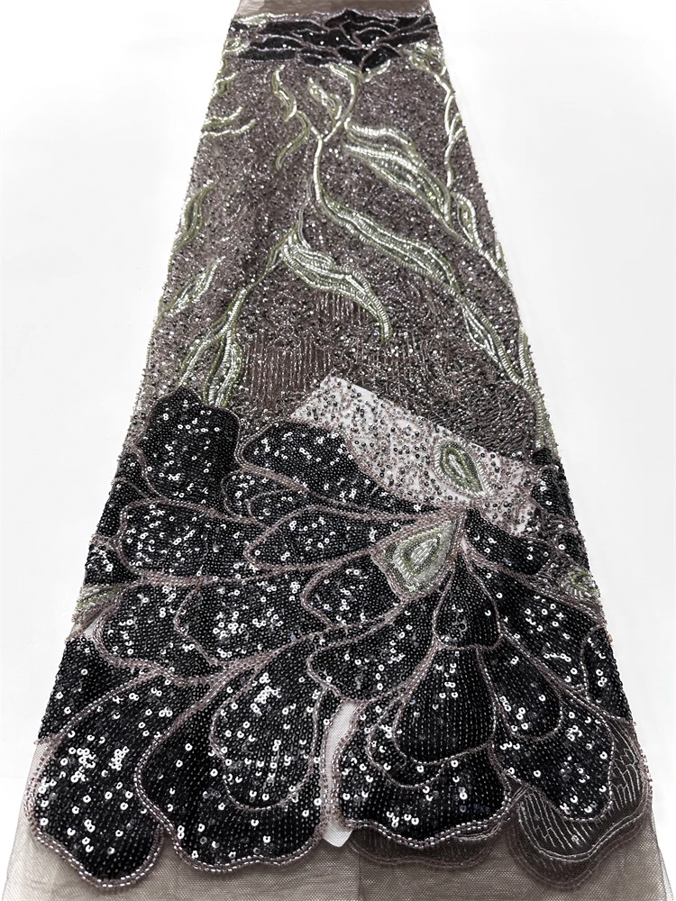 Tessuto africano del pizzo di lusso all'ingrosso in rilievo maglia francese nuovi tessuti africani 2025 tessuti di pizzo di tulle con paillettes per cucire
