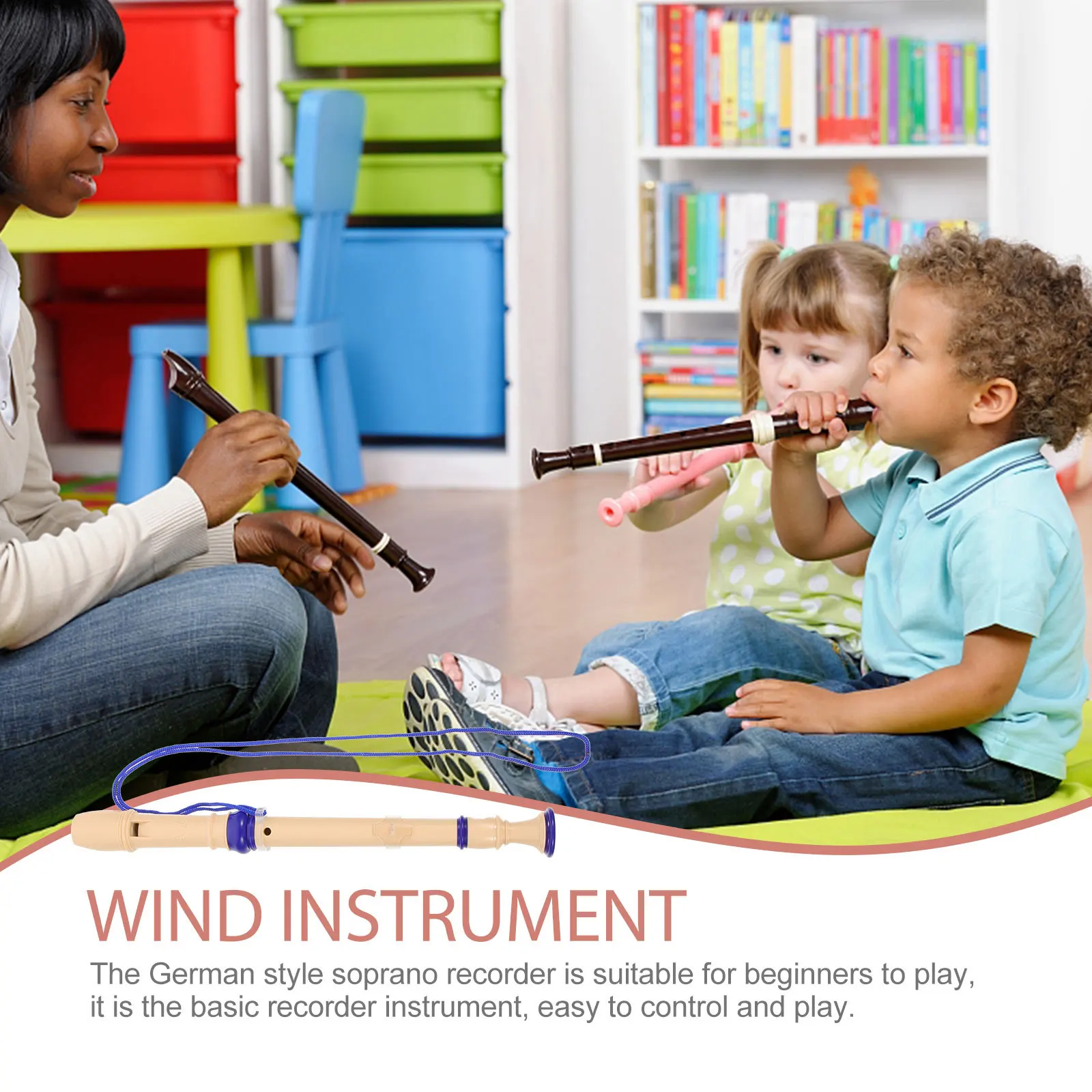 

1 Set German Style Soprano Recorder 8-Hole Plastic Wind Instrument For Beginners Lightweight Durable Music Tool Portable