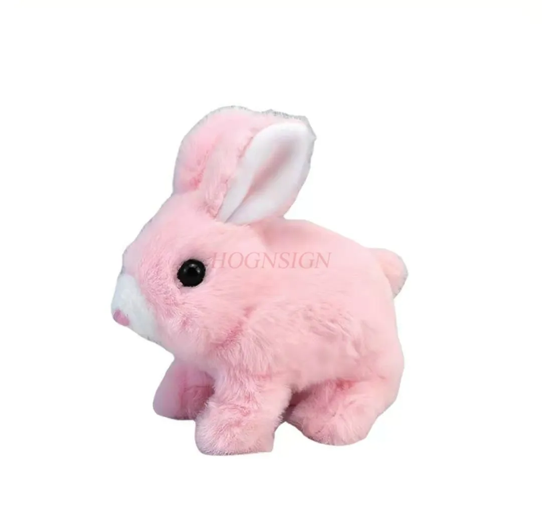 Coelho elétrico simulado, pode andar, ensinar vem e agitar suas orelhas Plush Pet Rabbit Toy, presente de aniversário