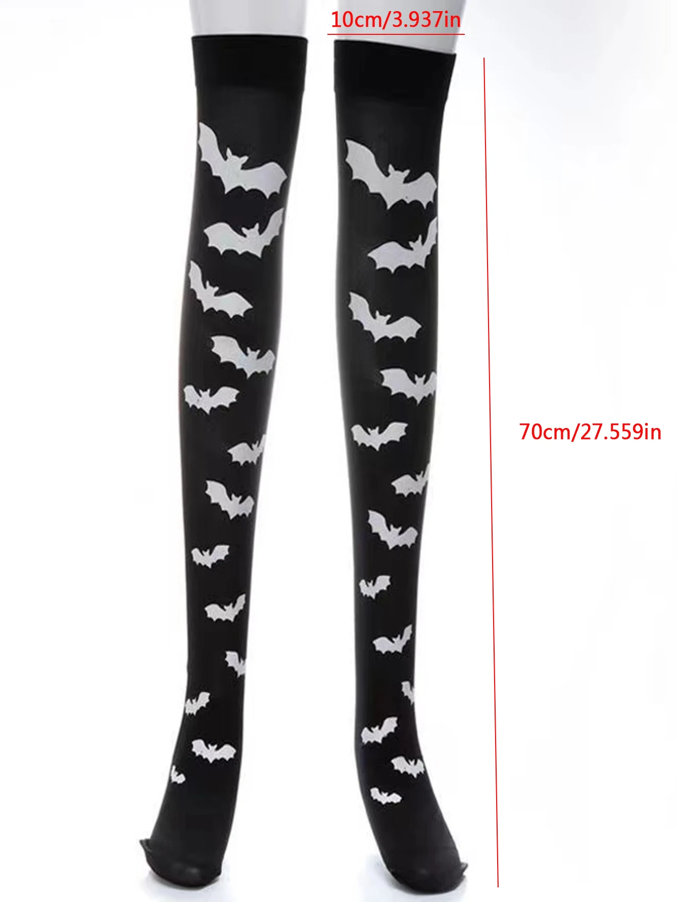 A pair of stockings for women's Halloween black nightclub women's long white knee length socks with sexy printed patterns cospla