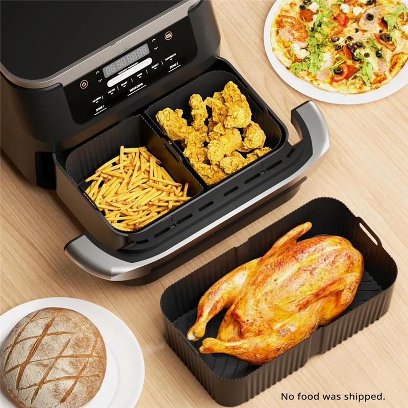 مجموعة ABKP-Air Fryer Liners مكونة من 10 قطع من السيليكون لـ Ninja DZ071 تتضمن فرشاة زيت وقفازات ومشابك طعام وحصيرة شواء مكشطة
