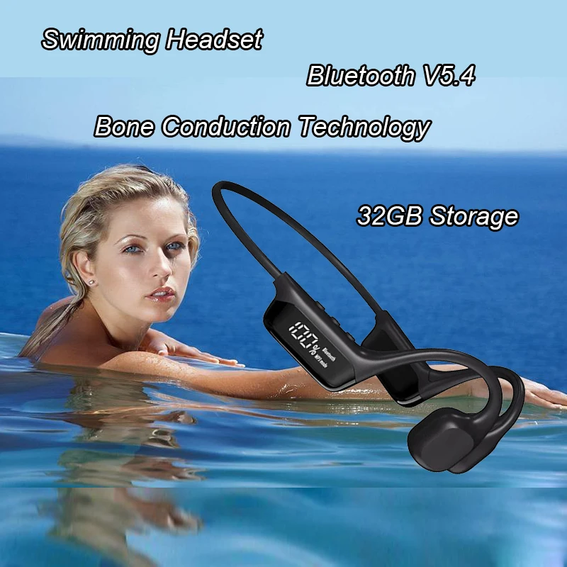 

32GB Bluetooth Earphones Sports Music Hifi Headset IPX8 Waterproof Wireless Bone Conduction Headphone Swimming MP3 Player