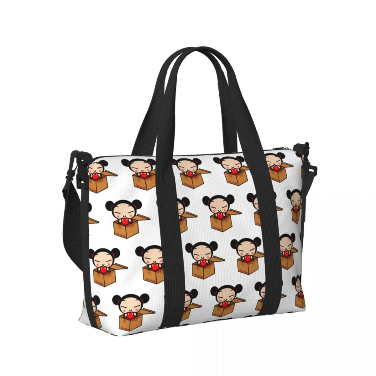 

Custom Pucca Beach Travel Bag Large Capacity Tote Bags for Gym Sport Women Shopping Duffle Shoulder Bag