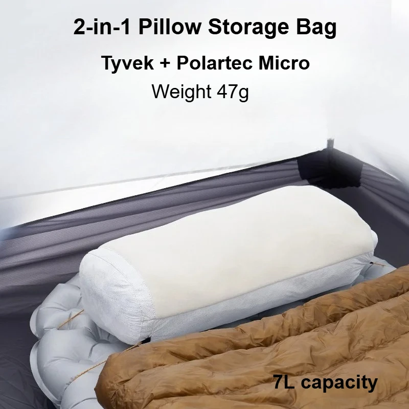 Tyvek 45g 2-in-1 Campingkissen & Aufbewahrungstasche Polartec Mikrofaser Tragbare Ultraleichte Outdoor-Wander-Reisekissen-Aufbewahrungstasche