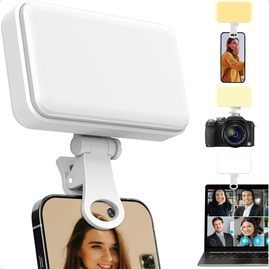 

66 LED Portable Selfie Light iPhone Light with 3 Lighting Mode 5 Brightn Clip on Light for Phone Camera Laptop Rechargeable Vid