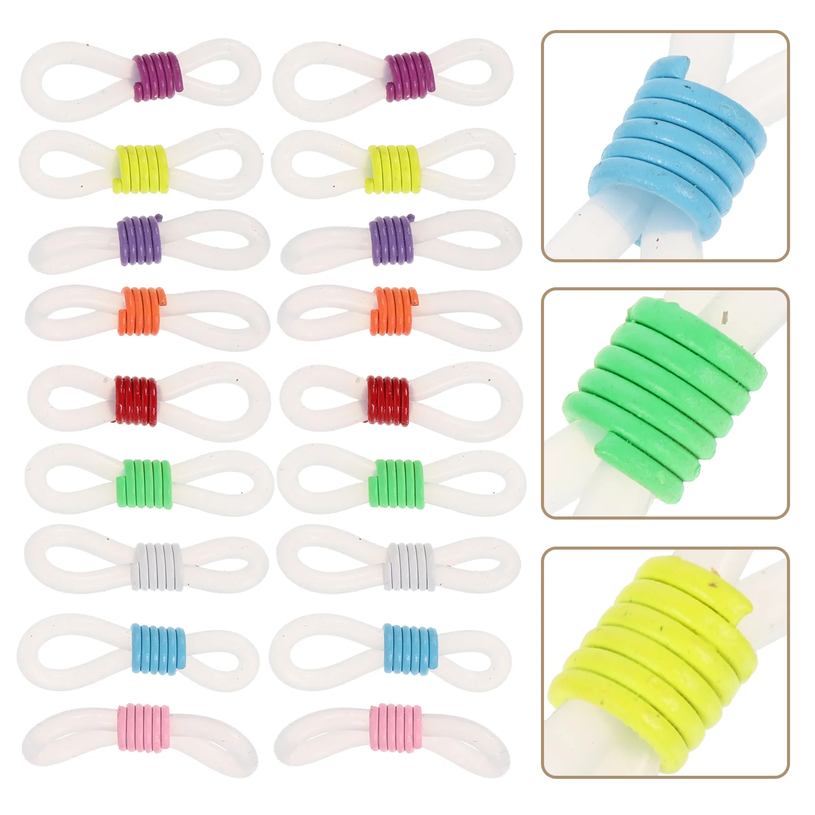 

100 Pcs Glasses Ear Hook Connector Chain Accessories Spectacle Connectors Ends Rope Eyeglass Strap Rubber Cord