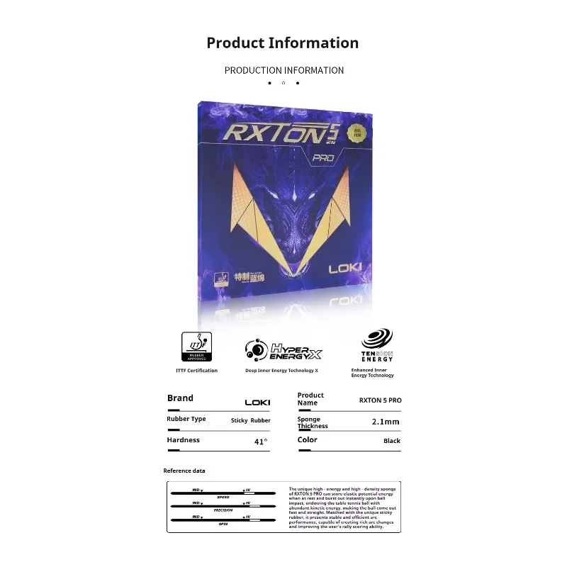 LOKI لزجة تنس الطاولة المطاط RXTON 5 Pro نقاط خاصة المقاطعة مع إسفنجة عالية الكثافة بينغ بونغ المطاط ITTF المعتمدة