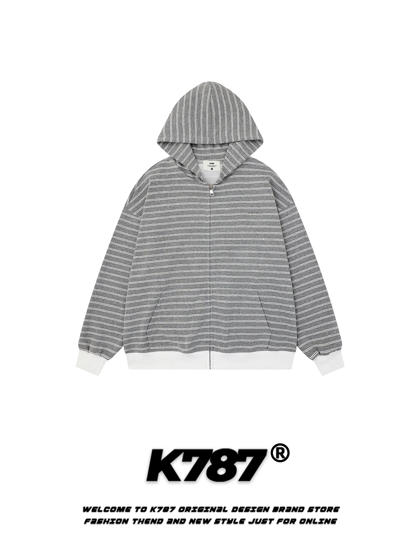 

American Retro Striped Color Blo Hoodie Women Loose Lazy Sle Casual Couple Zipper Hat irt Outerwear Long Sve Cotton ...