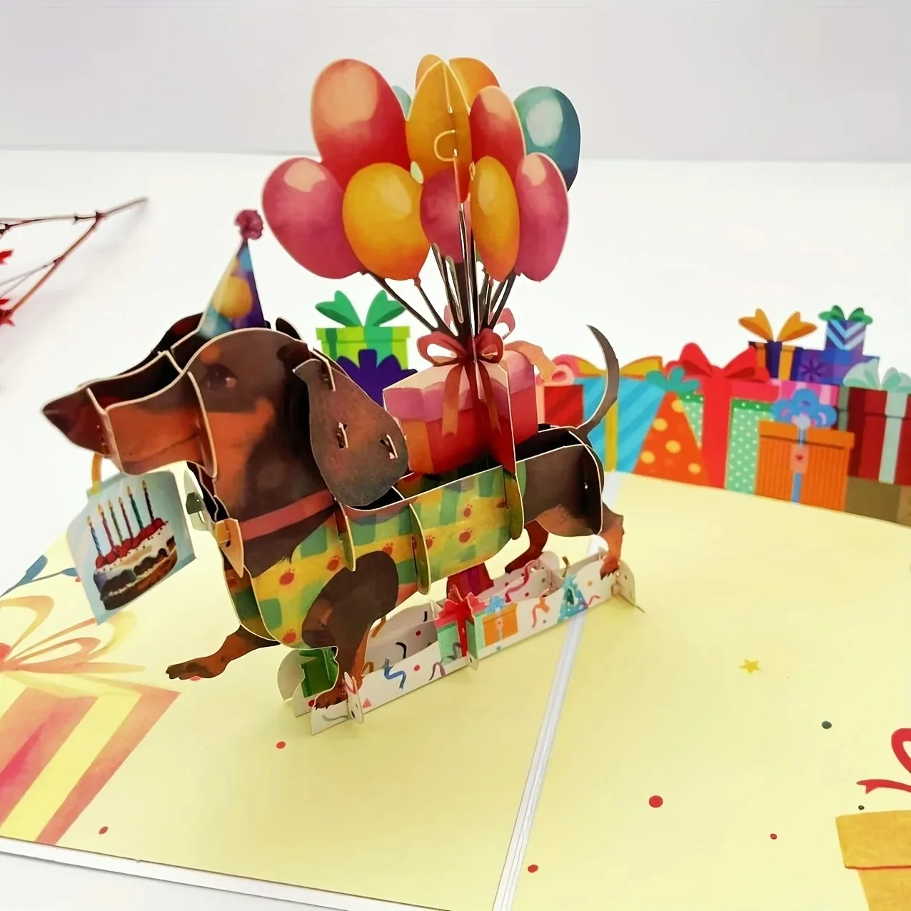 

﻿ Pop Up Birthday Card 3D Handmade Happy Birthday Greeting Card Pet Dog Series Congratulations Festivals and Graduation Season