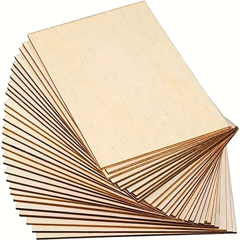 15 pezzi 6X4 pollici/15X10 cm rettangolo fogli di legno non finiti per artigianato casa aereo nave barca arti, progetti scolastici, legno fai da te