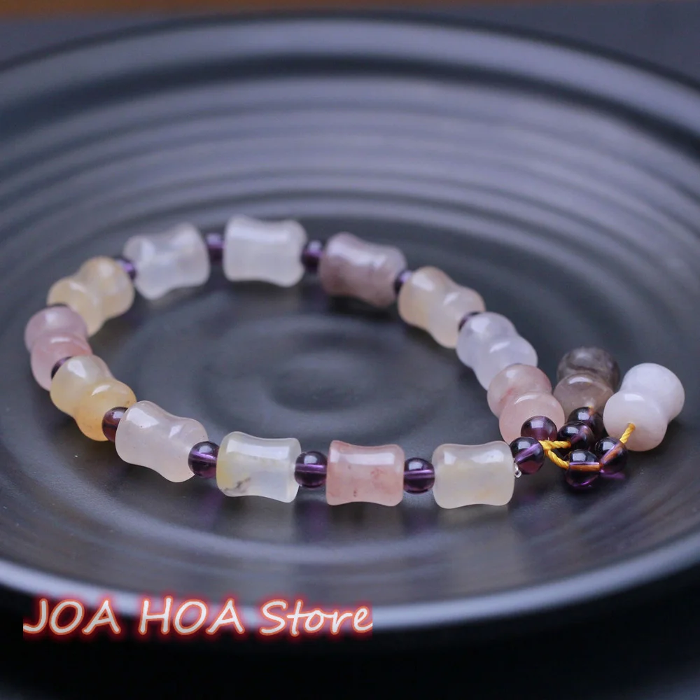 Top Quality Gold Silk Jade Violet Bamboo Bead Bracelet Hetian-Jade Single Circle Original Ecological Pattern Bangle Fine Jewelry