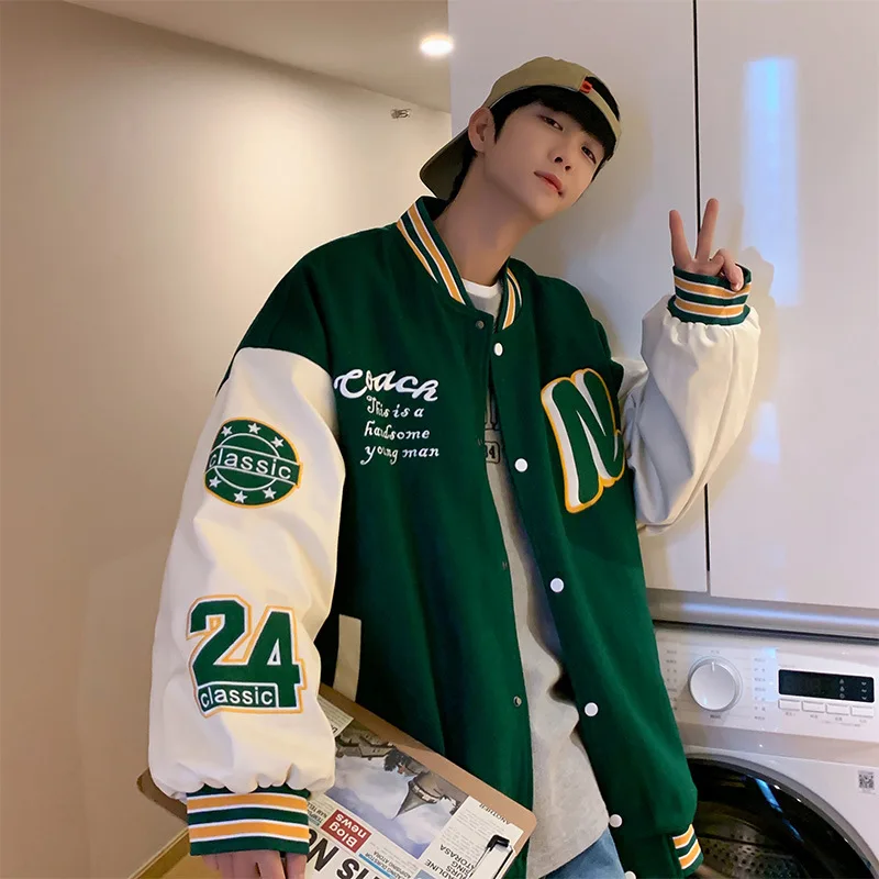 Jackets Men Letter Fashion Baseball Hip Hop All-match Outwear Teens Coats Harajuku Streetwear Loose Patchwork Couples Gentle