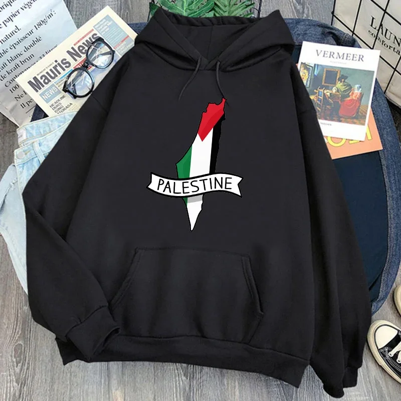 

Fleece Autumn Vintage Casual Pullover Sweatshirts Palestine Flag Hoodie Fashion Women Harajuku Aesthetic Retro Graphic Hoodies