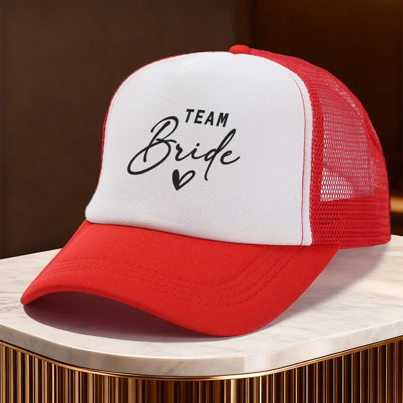 Custom Hats • A Stylish Color-Blocked Sponge Mesh Cap • Designed Specifically For Pre-Wedding Parties • Featuring A Team Bride P