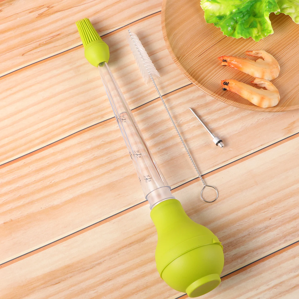 

1 set Turkey Seasoning Pump Blue Silicone Graduated Scale Oz Ml Easy Grip For Juices Gravy Oil Drip Tube Kitchen Barbecue