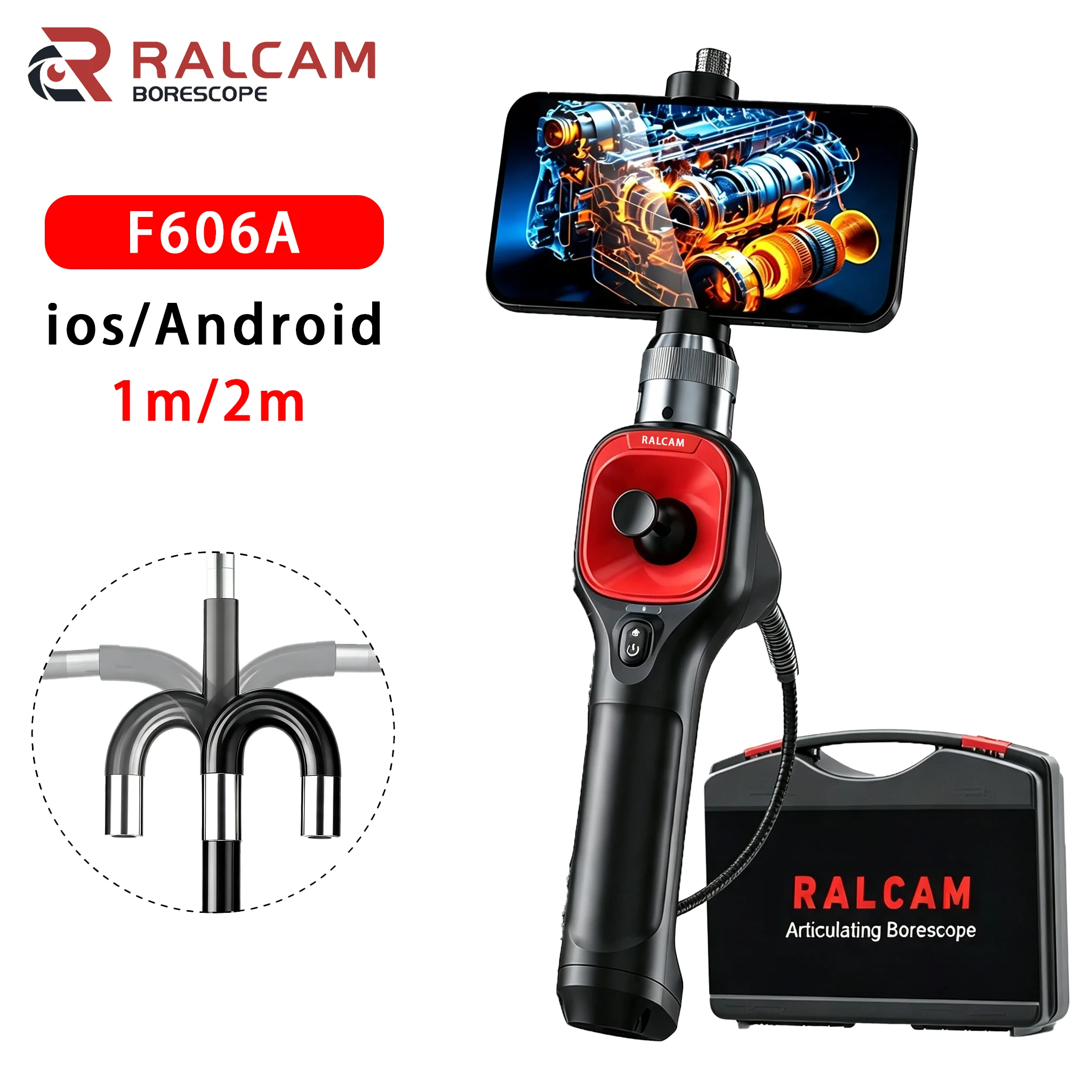 4‑Way 360° Movable Endoscope Camera With LED Light Waterproof Probe Support Android iOS Phone Connection Endoscope