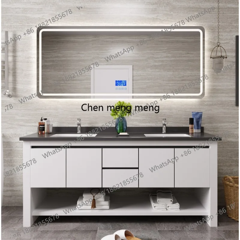 

Solid wood bathroom cabinet combination smart mirror cabinet modern simple light luxury bathroom washbasin