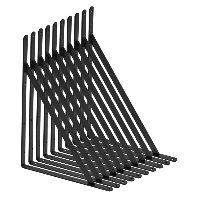 Matte Black 12 X 8 Heavy Duty Floating Shelf Bracket 10 Pieces 3mm Thick Triangular Shelf Bracket