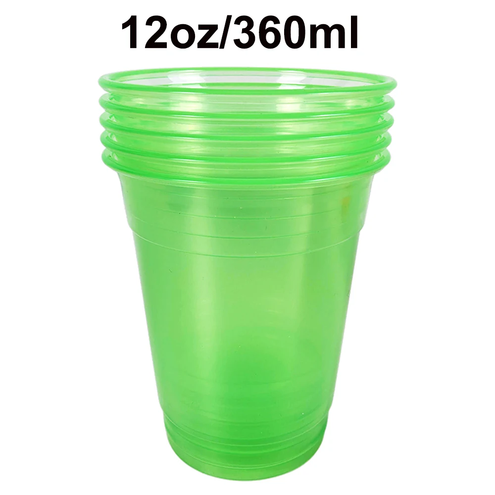 20–200 Stück, 12 Unzen, neonfarben, einfarbig, Einweg-Kunststoffbecher, rosa, orange, blau, grün, Eis-Kaffeetasse, durchsichtiger Kunststoffbecher, leuchtet im UV – Detail 3