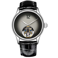 Merkur 100% Tourbillon Watch Men's Sapphire Waterproof Watch For Men Mechanical Wristwatches Relogio Masculino Leather Band