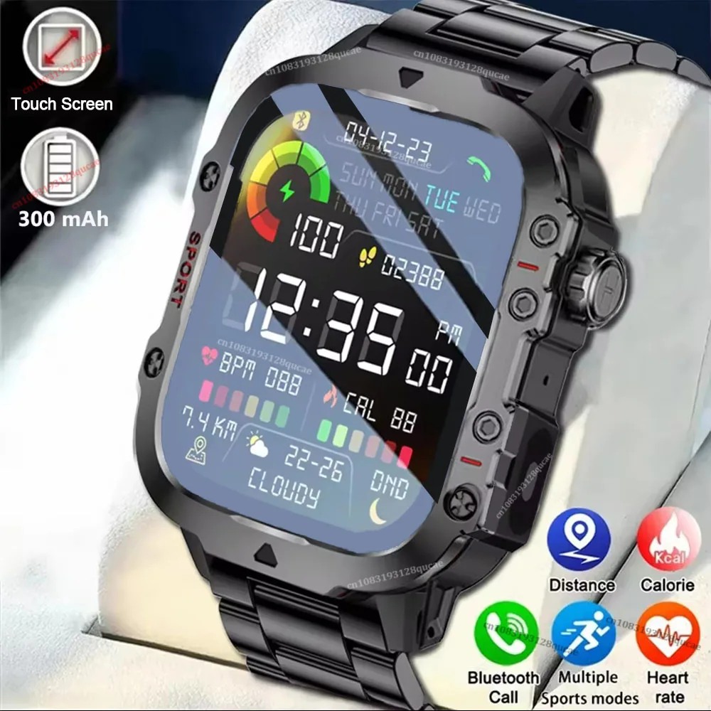 2026 Neue Militärische Smartwatch für Herren 3ATM Outdoor-Sport Fitness-Tracker Blutdruck-Gesundheitsmonitor BT-Anrufe GPS Smartwatch Hw12