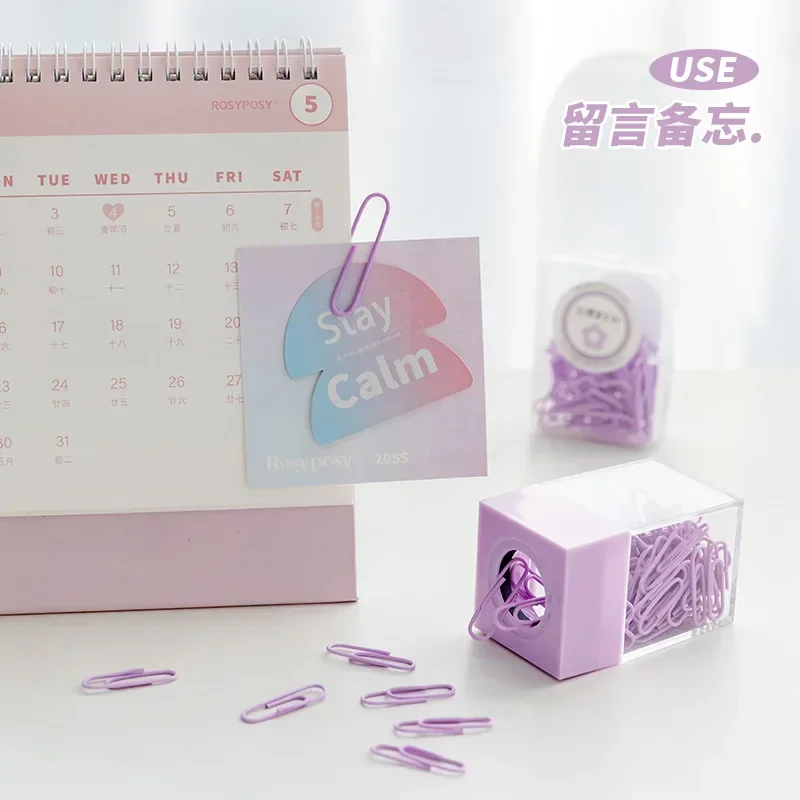 20pcs Creative Magnetic Paper Clip Macaron Color Ins Paper Clip Storage Box Protable Office Stationery High Capacity Storage Box