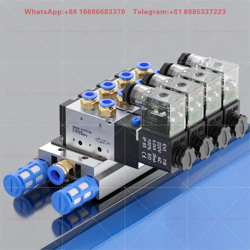 4V210-08 Five Port Two Position Solenoid Valve Multi-way Manifold Station DC12V 24V AC220V Pneumatic Air Control Valve Fittings