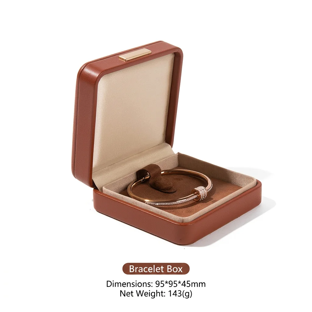 Rounded Corner Jewelry Box Premium Bracelet Packaging Box Pu Leather Jewelry Box Solid For Birthday Gift Packaging Jewelry