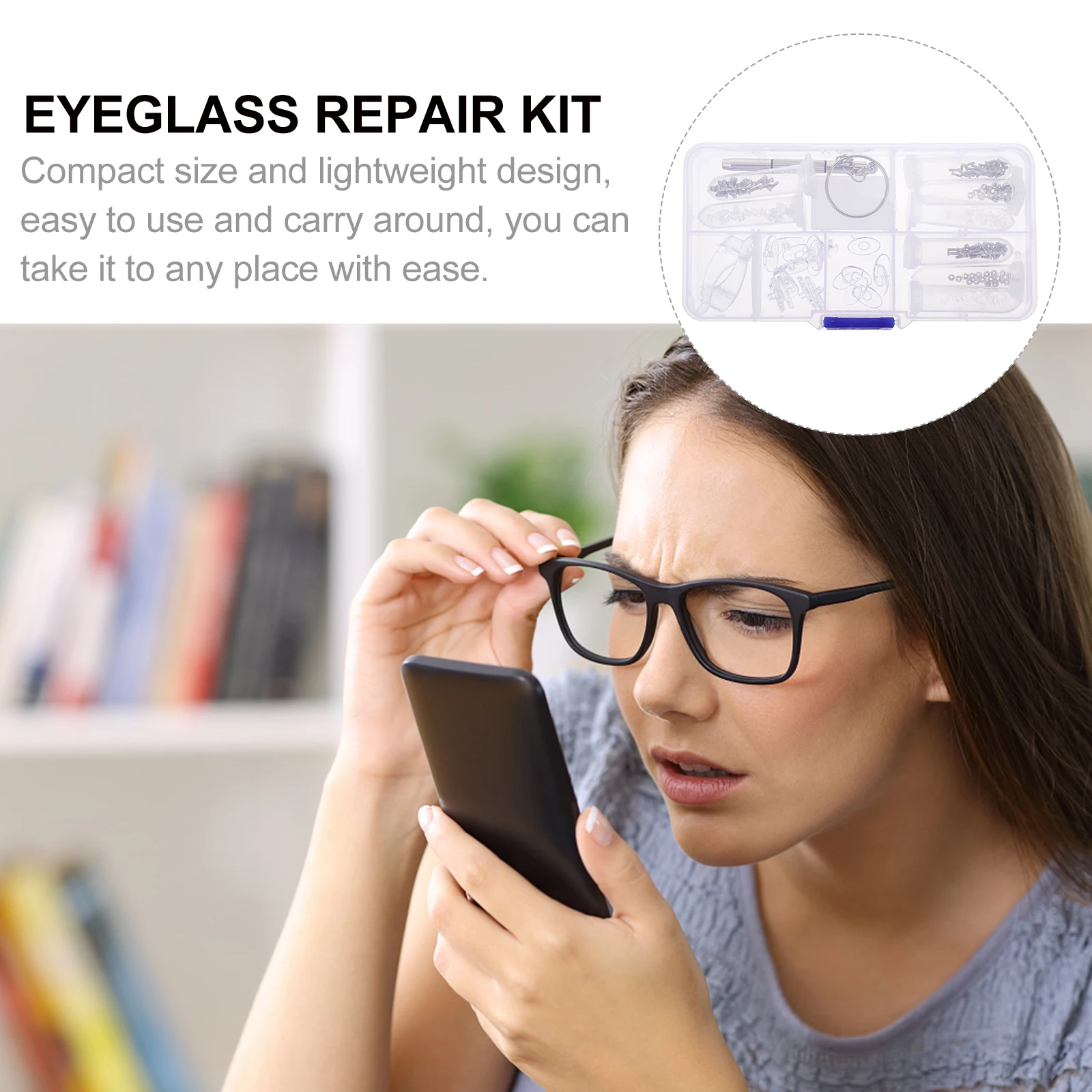 

Eyeglass Repair Kit Glasses Tool Set Stainless Steel Screwdriver Nose Pads Screws Eyewear Accessories Gift Storage Box