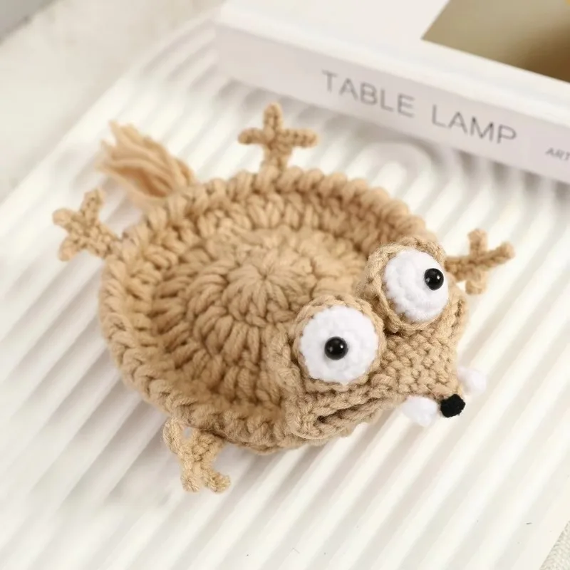 Crochet Squirrel Coaster Cute Cartoon Animal Cup Mat HeatResistant NonSlip Pad for Coffee Tea Mug Table Protection Home Kitchen view 5